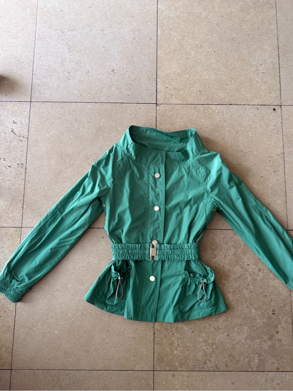 Carolina Herrera Green Utility Jacket with Yellow Lining